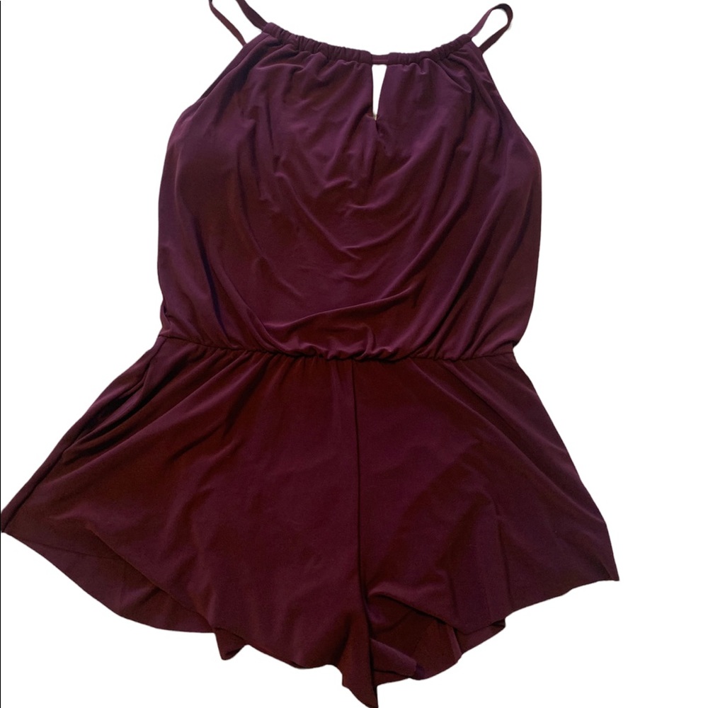 Maroon colored, Aqua Green Swimsuit